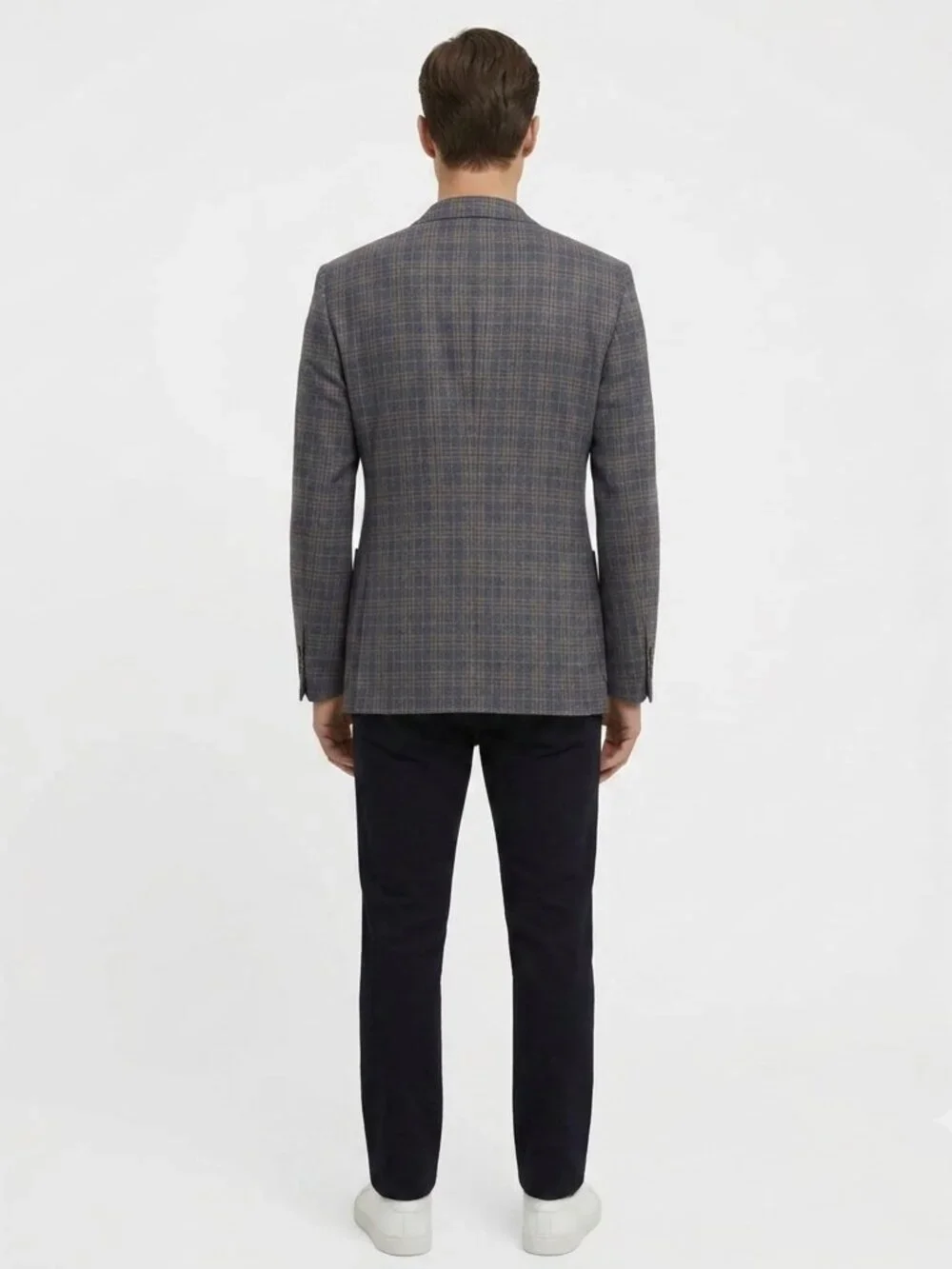 Pierre Cardin Navy Pink Plaid Wool Blend Blazer Sport Coat 42R/L